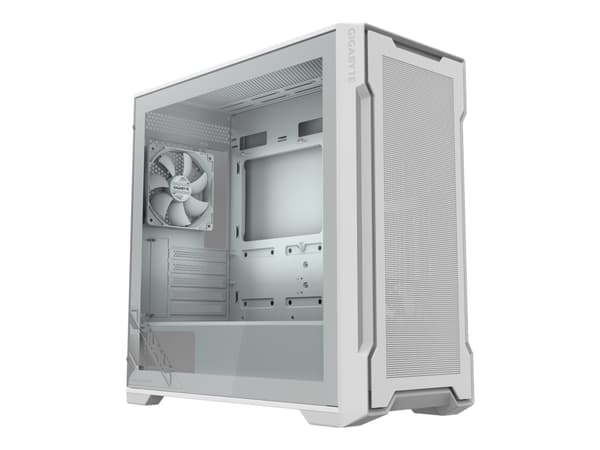 Gigabyte C102 GLASS ICE - Mid tower - mini ITX / micro ATX - genomskinlig sidopanel (härdat glas) - ingen strömförsörjning (ATX) - vit - USB/ljud
