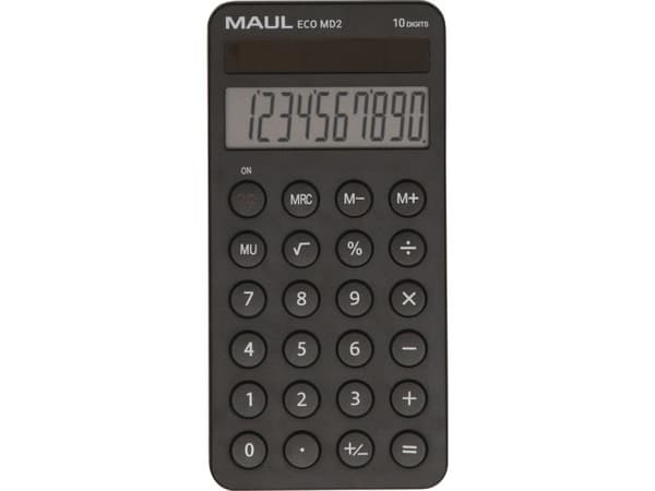 MAUL ECO MD2, Lomme, Grunnleggende, 10 sifre, 1 linjer, Solar, Sort