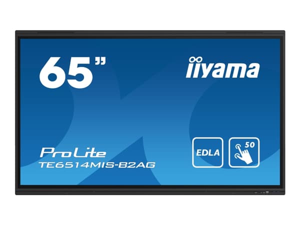 iiyama PROLITE TE6514MIS-B2AG, Digital flatskjerm, 165,1 cm (65"), LCD, 3840 x 2160 piksler, Wi-Fi, 24/7 Sort