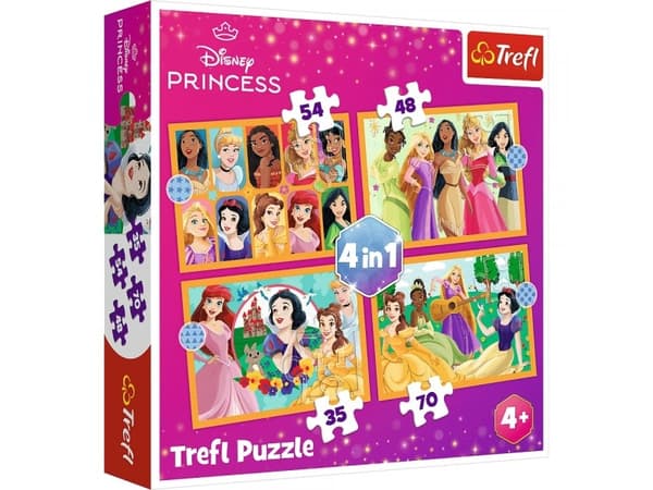 Trefl Puzzle 4-i-1 eventyrhistorier om prinsesser