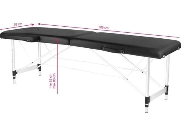 Activeshop hopfällbart massagebord ALUMINIUM COMFORT ACTIV FIZJO 2 SEGMENT SVART