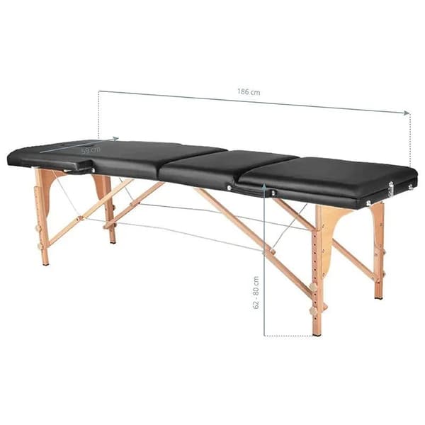 Activeshop fällbart massagebänk 3-delat, trä, modell Comfort Activ FIZJO, svart