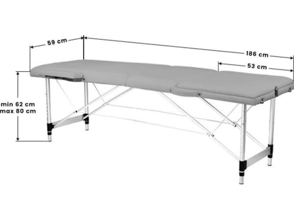 Activeshop FOLKBART ALUMINIUM MASSASJEBORD ACTIV FIZJO COMFORT 3-SEGMENT GRÅ