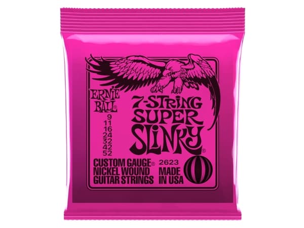 Ernie Ball Super slinky 7-string, Gitar, Stål, Elektrisk, 7 stykker