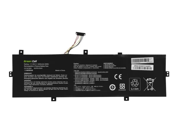 Green Cell C31N1620 - Batteri til bærbar PC (tilsvarer: ASUS C31N1620) - litiumpolymer - 3400 mAh - svart - for ASUS Zenbook UX430UA; ZenBook UX430UA