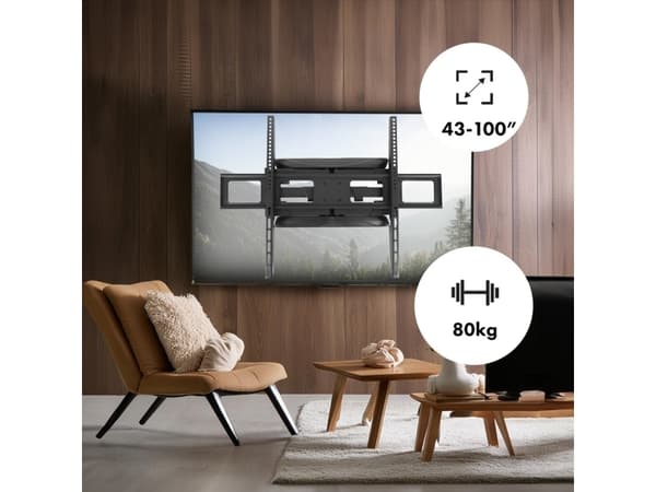 Maclean MC-423 TV-feste Full Motion TV-veggfeste 43"-100" maks 80 kg VESA 800x600 Justerbart tilt-svivel veggfeste