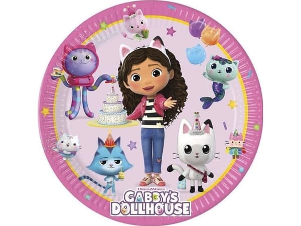 Gabbys Dukkehus Papirtallerkener 20cm 8stk