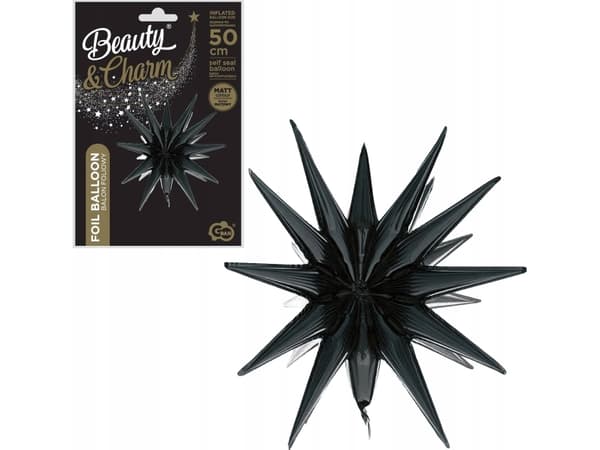 GoDan Foil Balloon Star 3D czarmat 50x46 FG-G3CM 92391