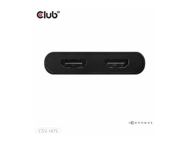 CLUB3D CSV-1475, USB Type-C, 2x HDMI, 3840 x 2160 pixels, Black, 10 bit, 61 mm