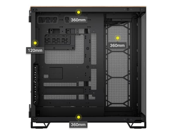 CORSAIR 6500X - Mid tower - utökad ATX - genomskinlig sidopanel (härdat glas) - ingen strömförsörjning (ATX) - valnötsträ, svart - USB/ljud