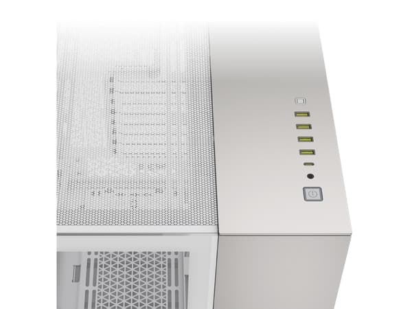 CORSAIR 6500X - Mid tower - utökad ATX - genomskinlig sidopanel (härdat glas) - ingen strömförsörjning (ATX) - vit, satingrått aluminium - USB/ljud