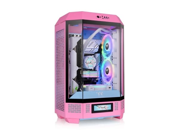 Thermaltake The Tower 300 - Microtower - mini ITX / micro ATX - genomskinlig sidopanel (härdat glas) - ingen strömförsörjning (PS/2) - bubbelrosa - U