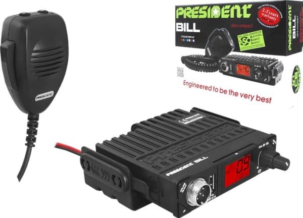 CB Radio President PS RADIO CB PRESIDENT BILL ASC AM/FM 12V+USB 2.1A NYHET.