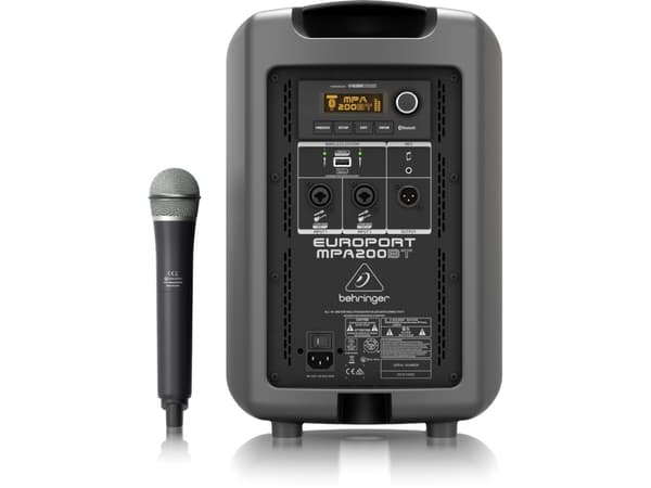 Behringer EUROPORT MPA200BT, 2-tie, 200 W, D, musta, LCD, Kaapeli & langaton