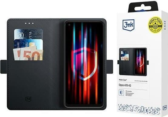 Dėklas 3MK lompakko asia Oppo A78 4G juoma/juodas