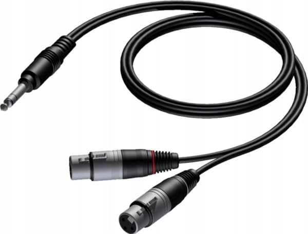 Procab-kabel PROCAB CAB734/1,5 Stereoplugg 6,3 mm - 2 hunn XLR-kontakter, 1,5 m