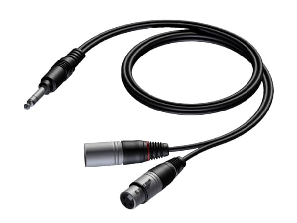 Kabel Procab Procab CAB709/3 6.3 mm Jack male stereo - XLR male & XLR female 3 meter