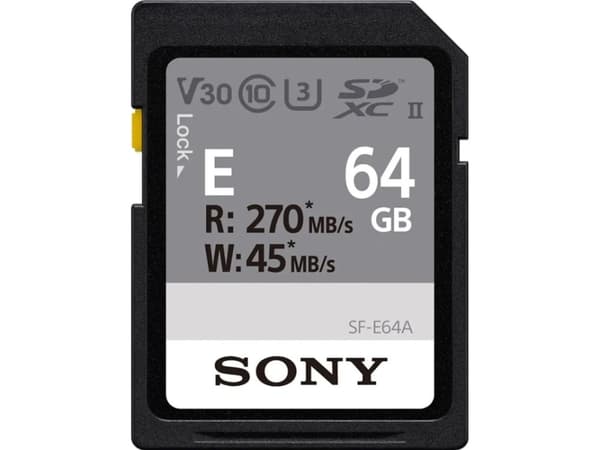 Sony E Series SF-E64A - Flash-minneskort - 64 GB - Video Class V30 / UHS-I U3 / Class10 - SDXC UHS-II