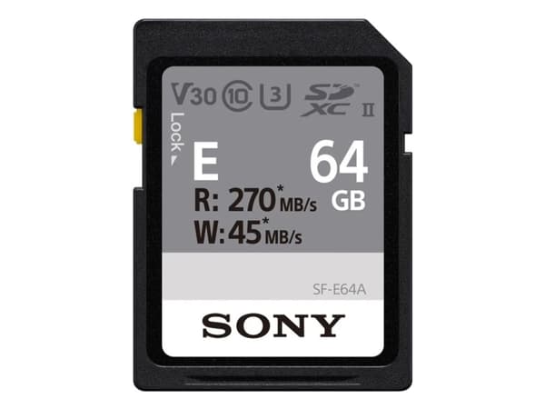 Sony E Series SF-E64A - Flash-minneskort - 64 GB - Video Class V30 / UHS-I U3 / Class10 - SDXC UHS-II