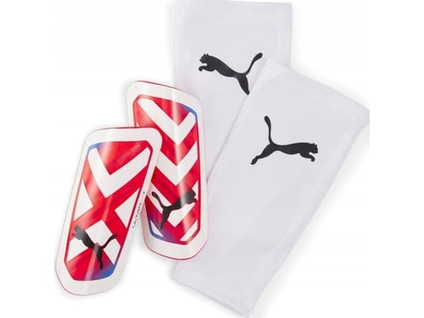Fotballbeskyttere Puma Ultra Flex Sleeve hvit og rød 030871 05 (L)