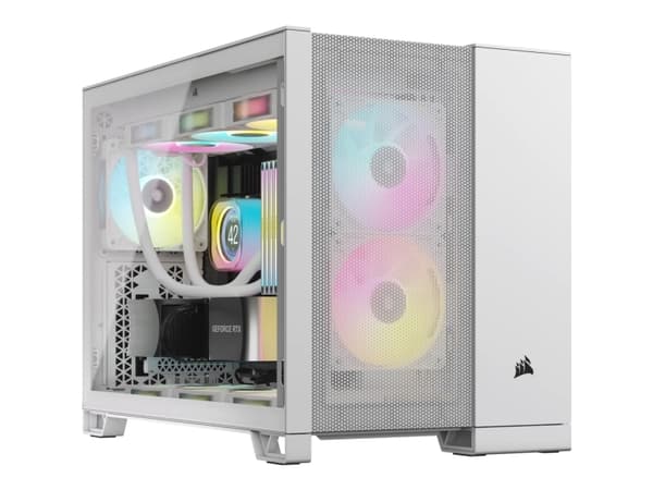 CORSAIR 2500D AIRFLOW - Mid tower - micro ATX - genomskinlig sidopanel (härdat glas) - ingen strömförsörjning (ATX) - vit - USB/ljud
