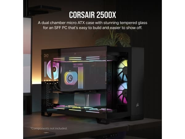CORSAIR 2500D AIRFLOW - Keskitorni - mikro-ATX - sivupaneeli ikkunalla (karkaistu lasi) - ei virtalähdettä (ATX) - musta - USB/ääni