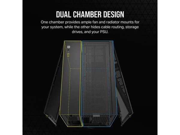 CORSAIR 2500D AIRFLOW - Keskitorni - mikro-ATX - sivupaneeli ikkunalla (karkaistu lasi) - ei virtalähdettä (ATX) - musta - USB/ääni