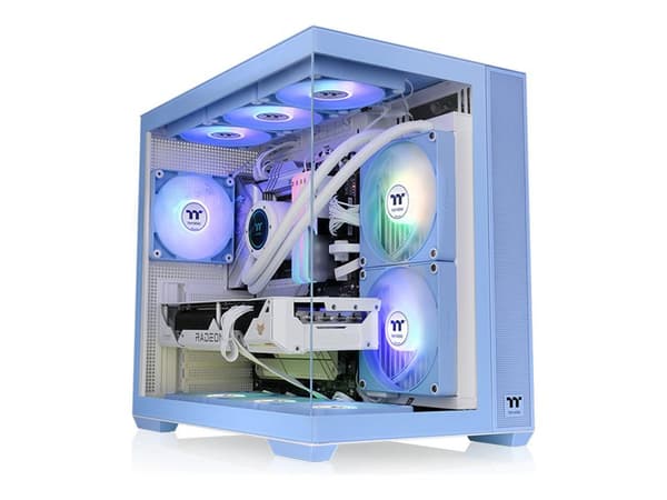 Thermaltake View 380 TG ARGB - Keskitorni - ATX - sivupaneeli ikkunalla (karkaistu lasi) - Ei virtalähdettä (ATX) - Hortensiansininen - USB/ääni