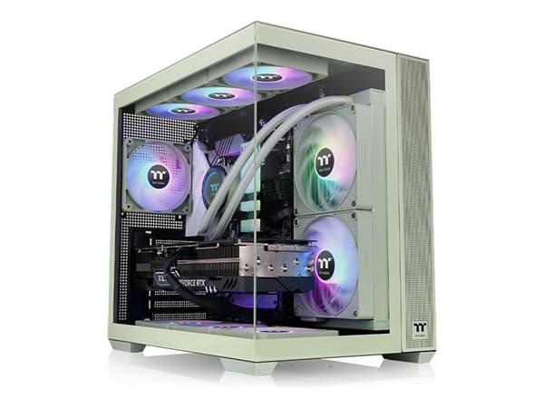 Thermaltake View 380 TG ARGB - Mid tower - ATX - genomskinlig sidopanel (härdat glas) - ingen strömförsörjning (PS/2) - matcha green - USB/ljud Grön