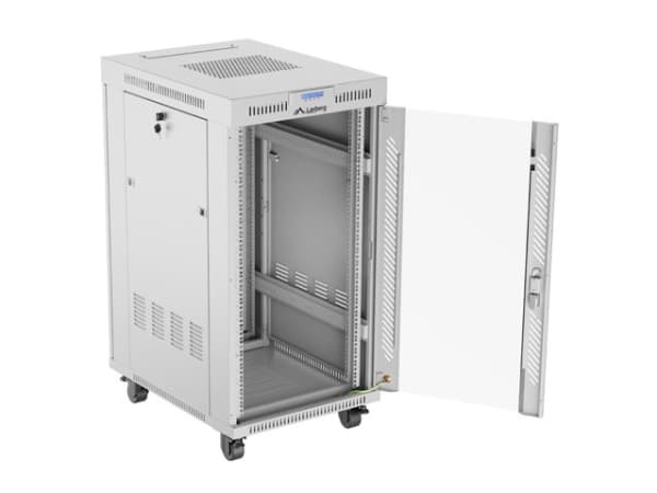 19" 22U 600X800 GRÅ LCD GLASDÖRR LANBERG (FLAT PACK) V2 INSTALLATIONSRACK