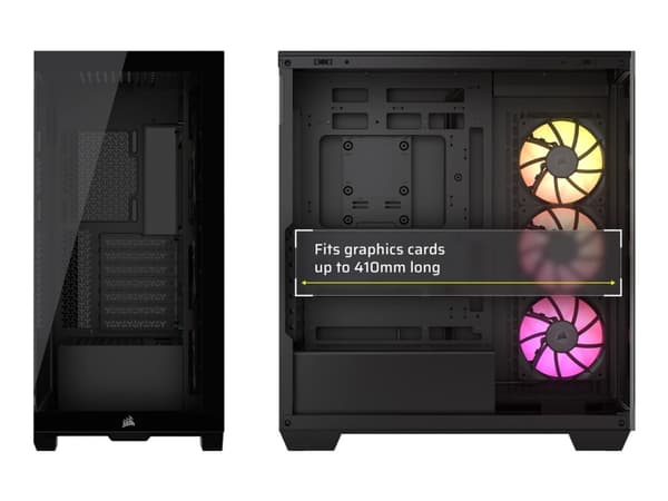 CORSAIR iCUE LINK 3500X RGB - Mid tower - utökad ATX - genomskinlig sidopanel (härdat glas) - ingen strömförsörjning (ATX) - svart - USB/ljud