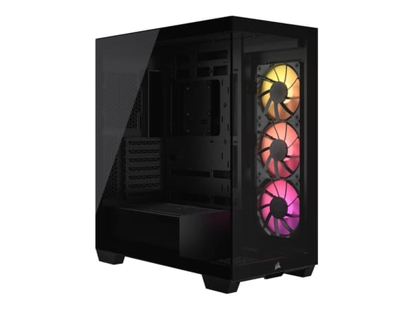 CORSAIR 3500X ARGB - Keskitorni - laajennettu ATX - sivupaneeli ikkunalla (karkaistu lasi) - ei virtalähdettä (ATX) - musta - USB/ääni