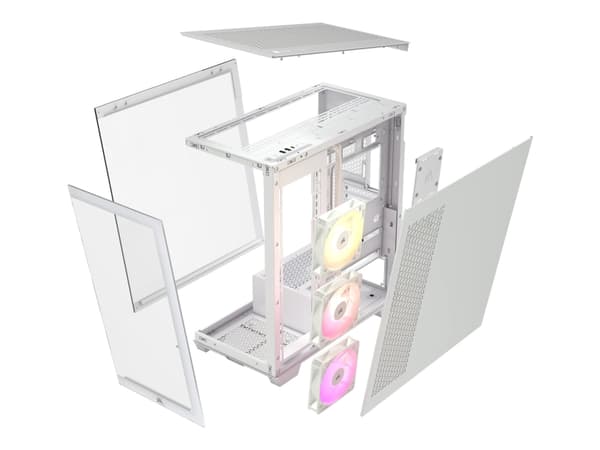 CORSAIR 3500X ARGB - Mid tower - utökad ATX - genomskinlig sidopanel (härdat glas) - ingen strömförsörjning (ATX) - vit - USB/ljud