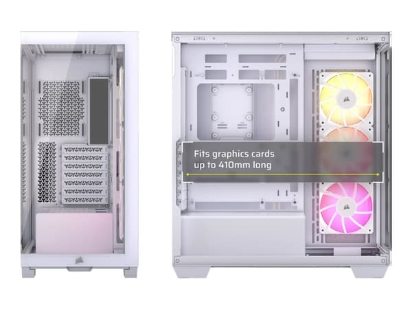CORSAIR 3500X ARGB - Mid tower - utökad ATX - genomskinlig sidopanel (härdat glas) - ingen strömförsörjning (ATX) - vit - USB/ljud