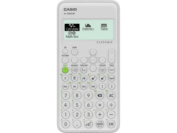 Casio fx-350CW, Lomme, Vitenskaplig, 12 sifre, Batteri, Hvit