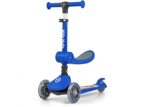 Scooter Fuzzy Blue Milly Mally trehjulig sparkcykel för barn