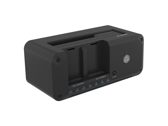 ICY BOX IB-2924MSCL-C31 - HDD / SSD-dokkestasjon - klonefunksjon - brønner: 3 - 2,5" / 3,5" delt, M.2 - M.2 NVMe Card / SATA 6Gb/s - USB 3.2 (Gen 2)