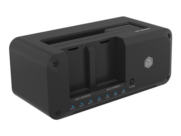 ICY BOX IB-2924MSCL-C31 - HDD / SSD-dokkestasjon - klonefunksjon - brønner: 3 - 2,5" / 3,5" delt, M.2 - M.2 NVMe Card / SATA 6Gb/s - USB 3.2 (Gen 2)