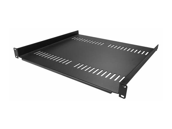 StarTech.com 2-Pack 1U Server Rack Shelf, Vented, 44lb Capacity, 16" Deep (CABSHELF116V2PK) - Rack-hylle - svart - 1U - 19" (en pakke 2)