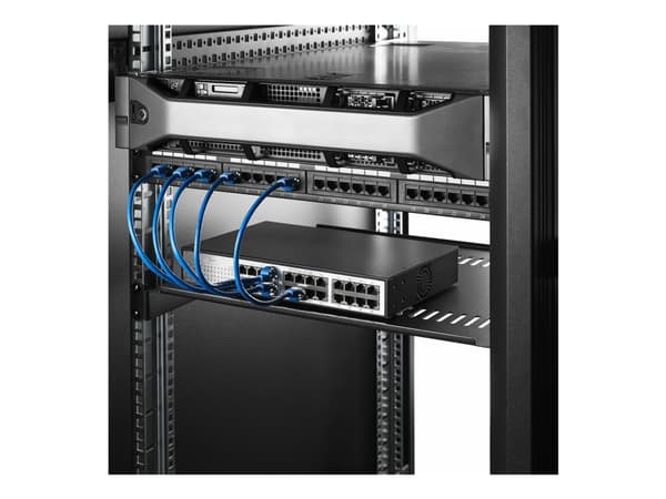 StarTech.com 2-Pack 1U Server Rack Shelf, Vented, 44lb Capacity, 16" Deep (CABSHELF116V2PK) - Rack-hylle - svart - 1U - 19" (en pakke 2)