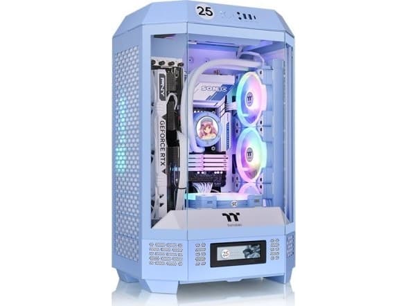 Thermaltake The Tower 300 - Microtower - mini ITX / micro ATX - genomskinlig sidopanel (härdat glas) - ingen strömförsörjning - hortensia blå - USB/l