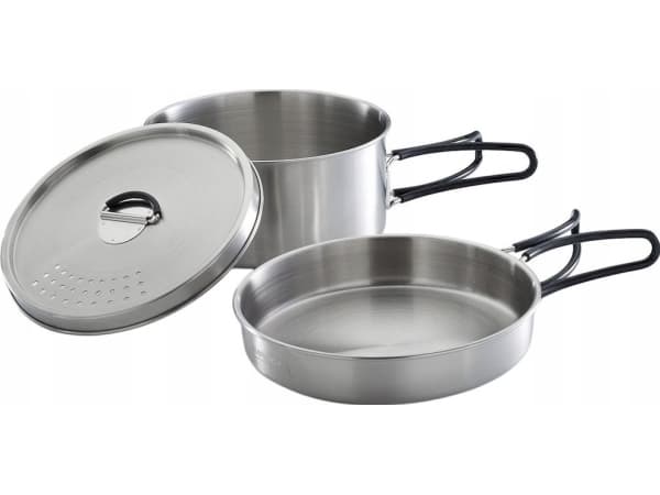 Campingaz Topf-Set Trekking Kit 3-teilig edelstahl 1 Topf+ 1 Deckel+ 1, ruostumaton teräs, ruostumaton teräs, 1 kpl, musta