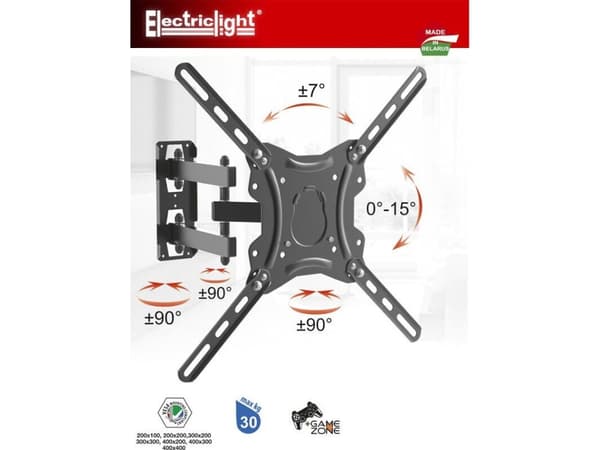 Elektrisk lys 26-50" TV veggfeste 30kg, sort