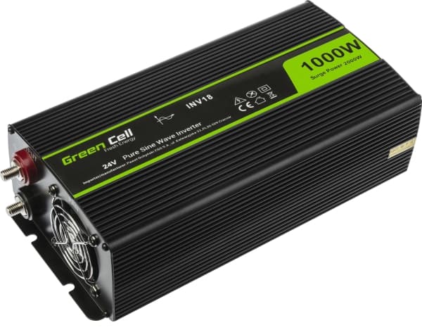 Vihreä kenno INV18, yleiskäyttöinen, automaattinen, 24 V, 1000 W, 230 V, DC-AC, DC-AC Svart