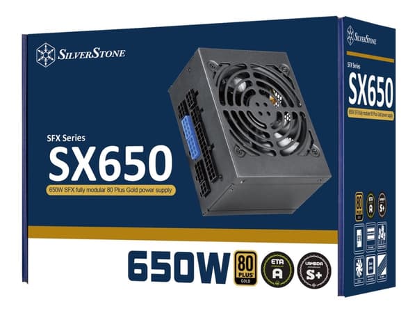 SilverStone SFX Series SX650-G - V1.1 - strømforsyning (intern) - ATX12V 2.4/ SFX12V - 80 PLUS Gold - AC 100-240 V - 650 watt - aktiv PFC - svart