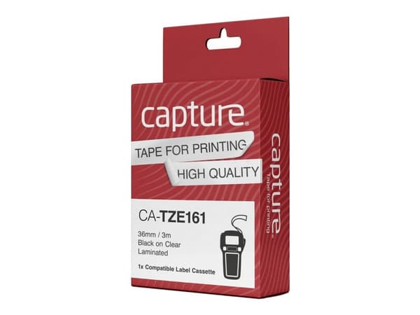 Capture - Nylon - svart på transparent - Rull (3,6 cm x 8 m) 1 kassett(er) hengeboks - laminert teip (alternativ for: Brother TZE161)