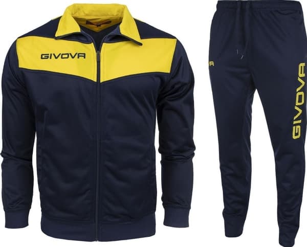Givova Fotball treningsdress genserbukser Givova Tuta Visa Triacetato marineblå og gul TR018 0407 XS