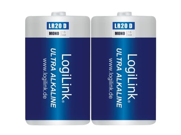 LogiLink LR20B2, Kertakäyttöinen akku, D, Alkali, 1,5 V, 2 kpl, 10200 mAh
