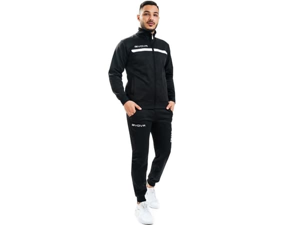 Givova Fotballtreningstreningssett joggebukser Givova Tuta Givova One svart og hvit TT012 1003 M