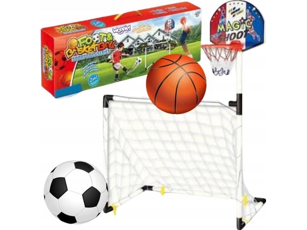 WOOPIE 2-i-1 satt basketball fotballmål + baller